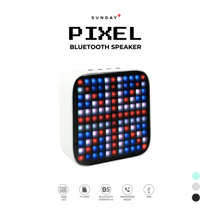 Sunday Pixel Bluetooth Speaker White