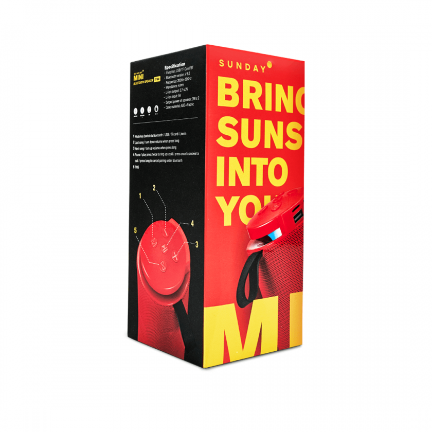 Sunday Mini Bluetooth Speaker Red - Image 5